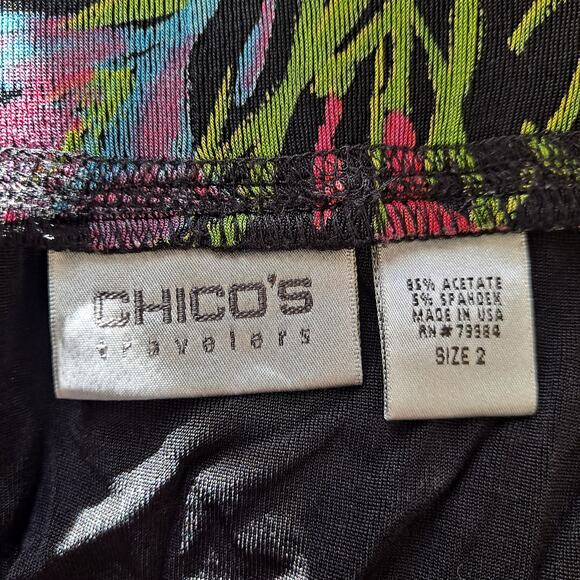 Chico's Travelers 2 Piece Set Graphic Print Top & Midi Skirt Womens Size 2 & 3 - Picture 13 of 16